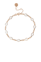 Mosaic Bracelet, 18k Pink Gold, Diamonds & White and Turquoise Enamel
